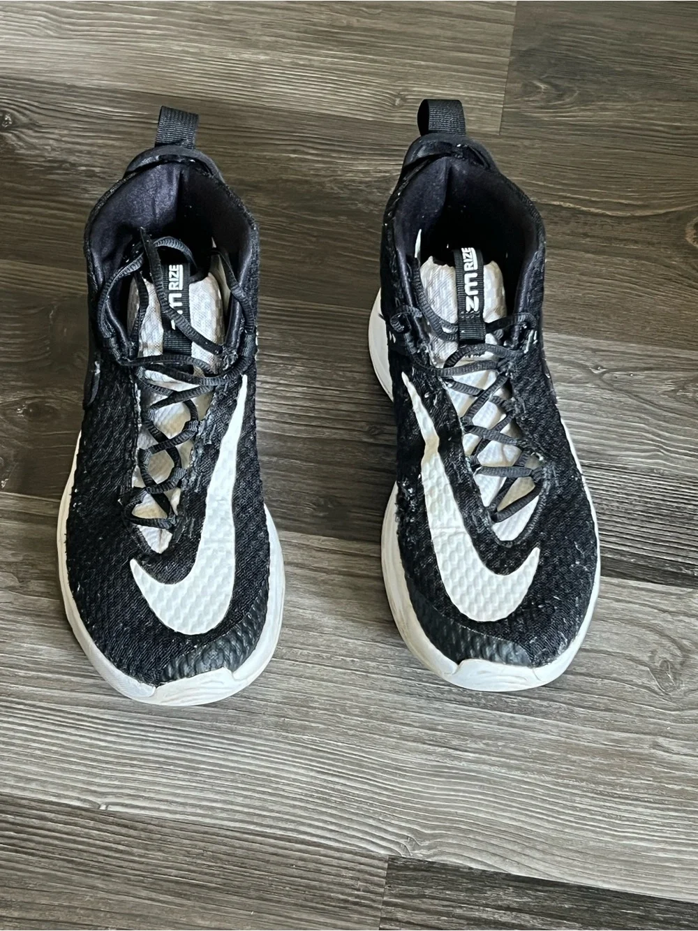 Nike Black and White Zoom Rize High Top Basketball Shoes
